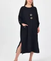 Tencel tokalı kadın elbise-siyah