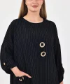 Tencel tokalı kadın elbise-siyah