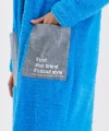 Peluş Kot Garnili Kaftan-Mavi