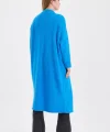 Peluş Kot Garnili Kaftan-Mavi