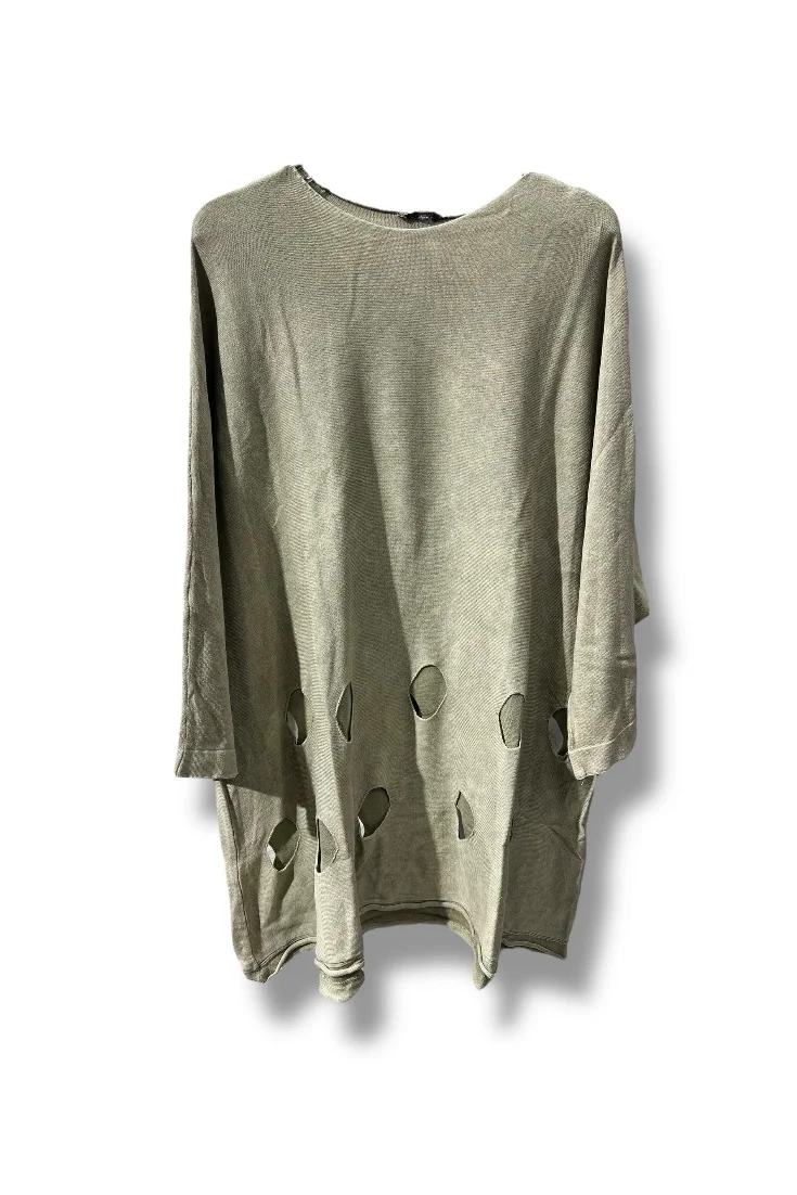 %100 Pamuk Triko Tunik Bluz– 38-52 Beden Uyumlu-Taş