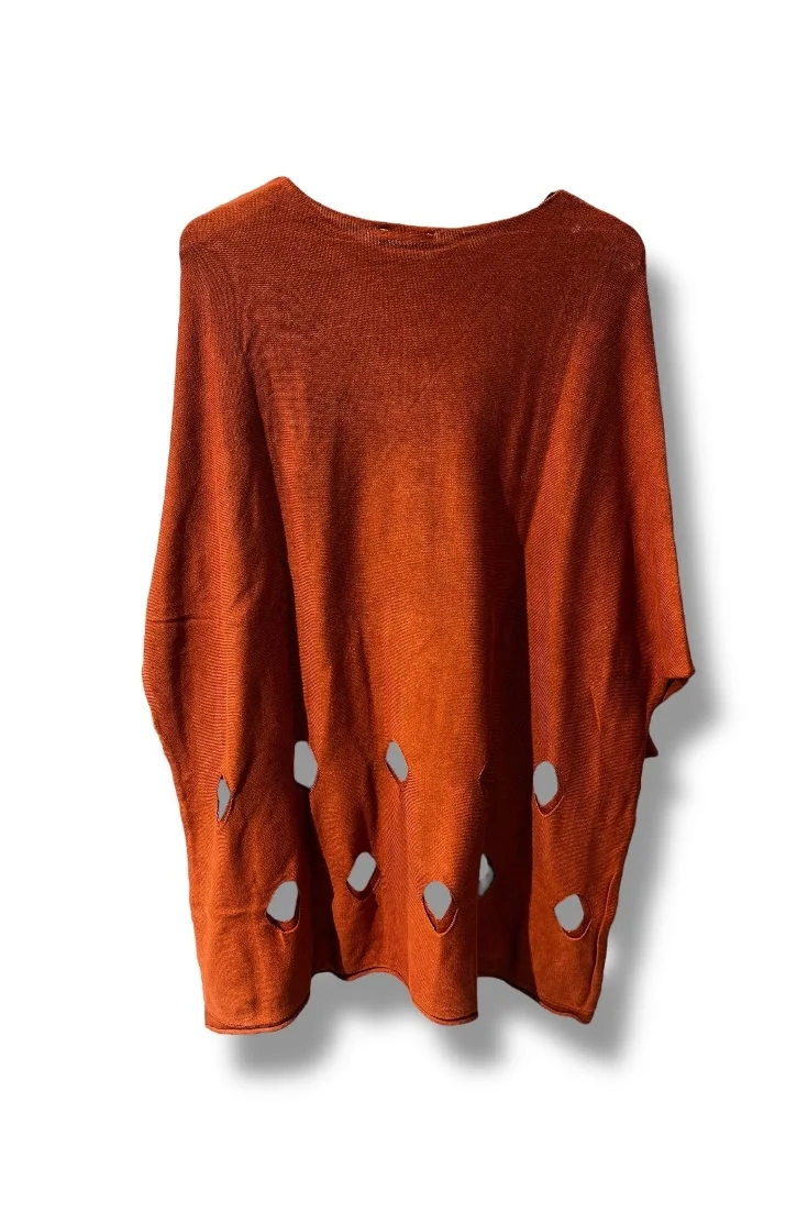 %100 Pamuk Triko Tunik Bluz– 38-52 Beden Uyumlu -Kiremit