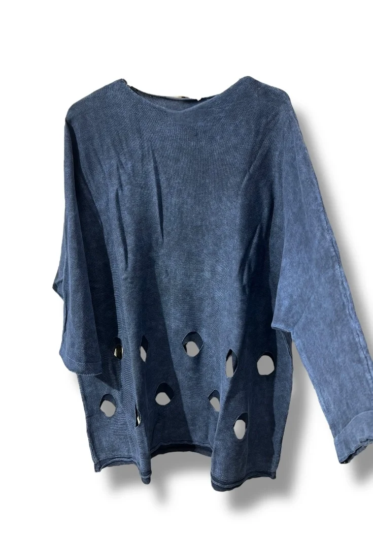 %100 Pamuk Triko Tunik Bluz– 38-52 Beden Uyumlu-Lacivert