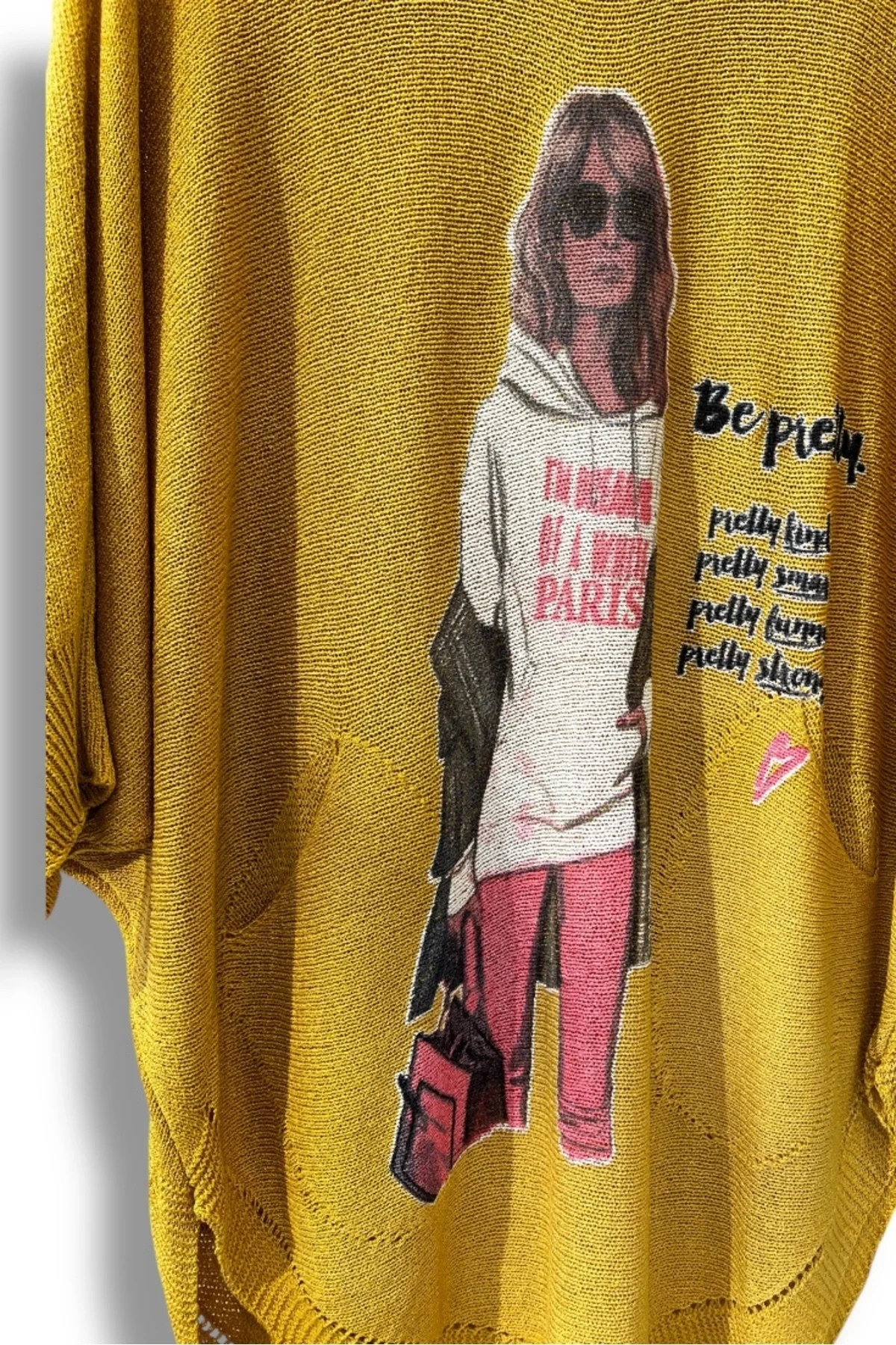 Kadın Merserize Triko Bluz – Oversize Rahat Kalıp, Baskılı Bluz (38-48 Beden)