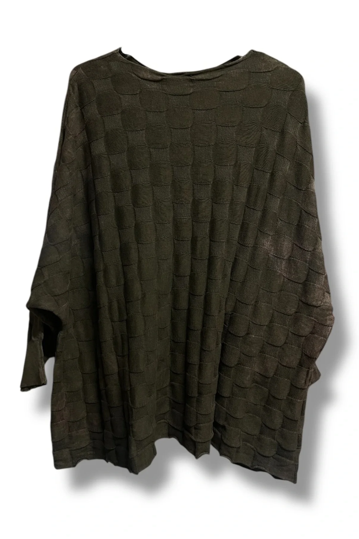 İki cepli yıkamalı kare desen pamuk triko