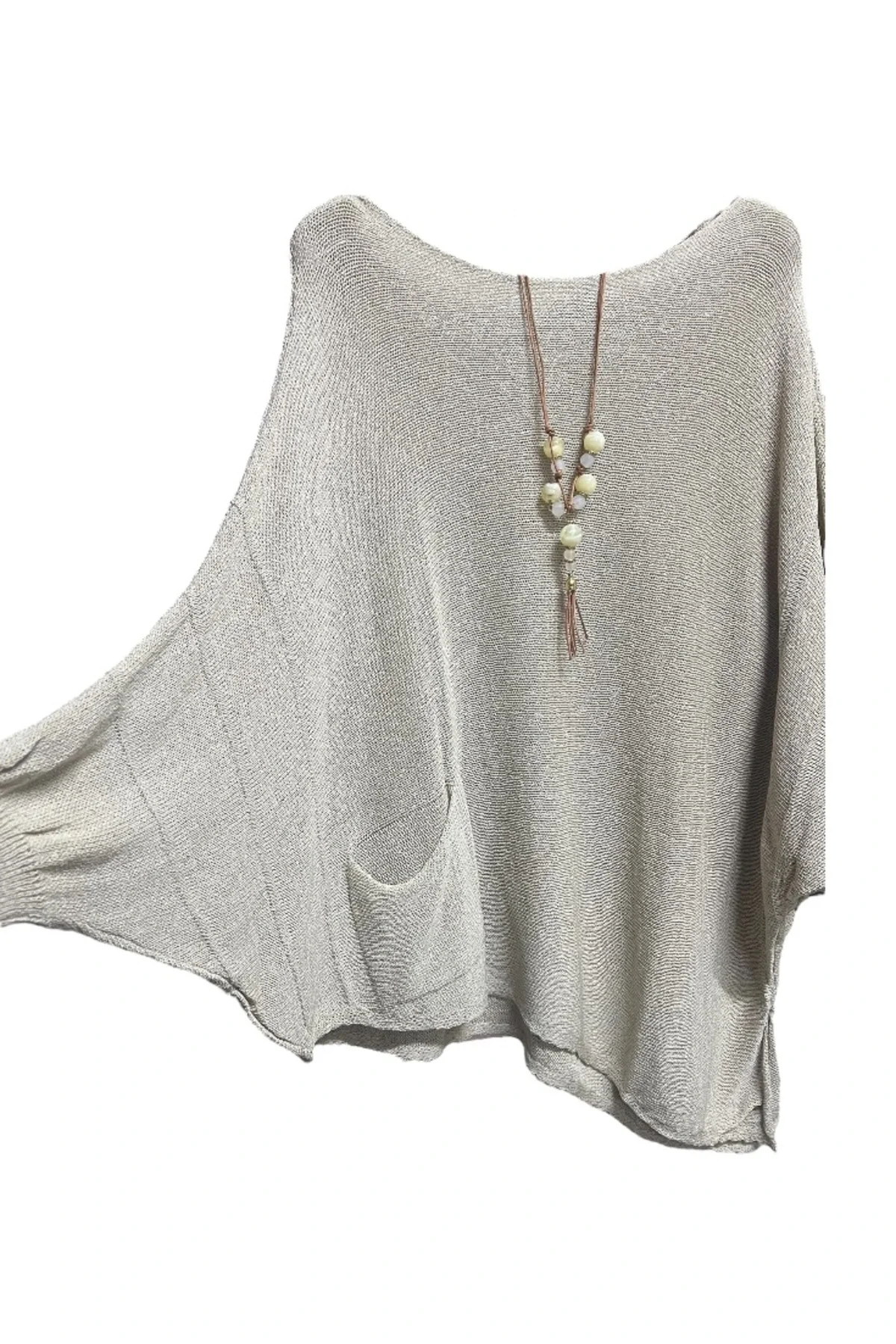 Merserize oversize asimetrik tek cepli triko