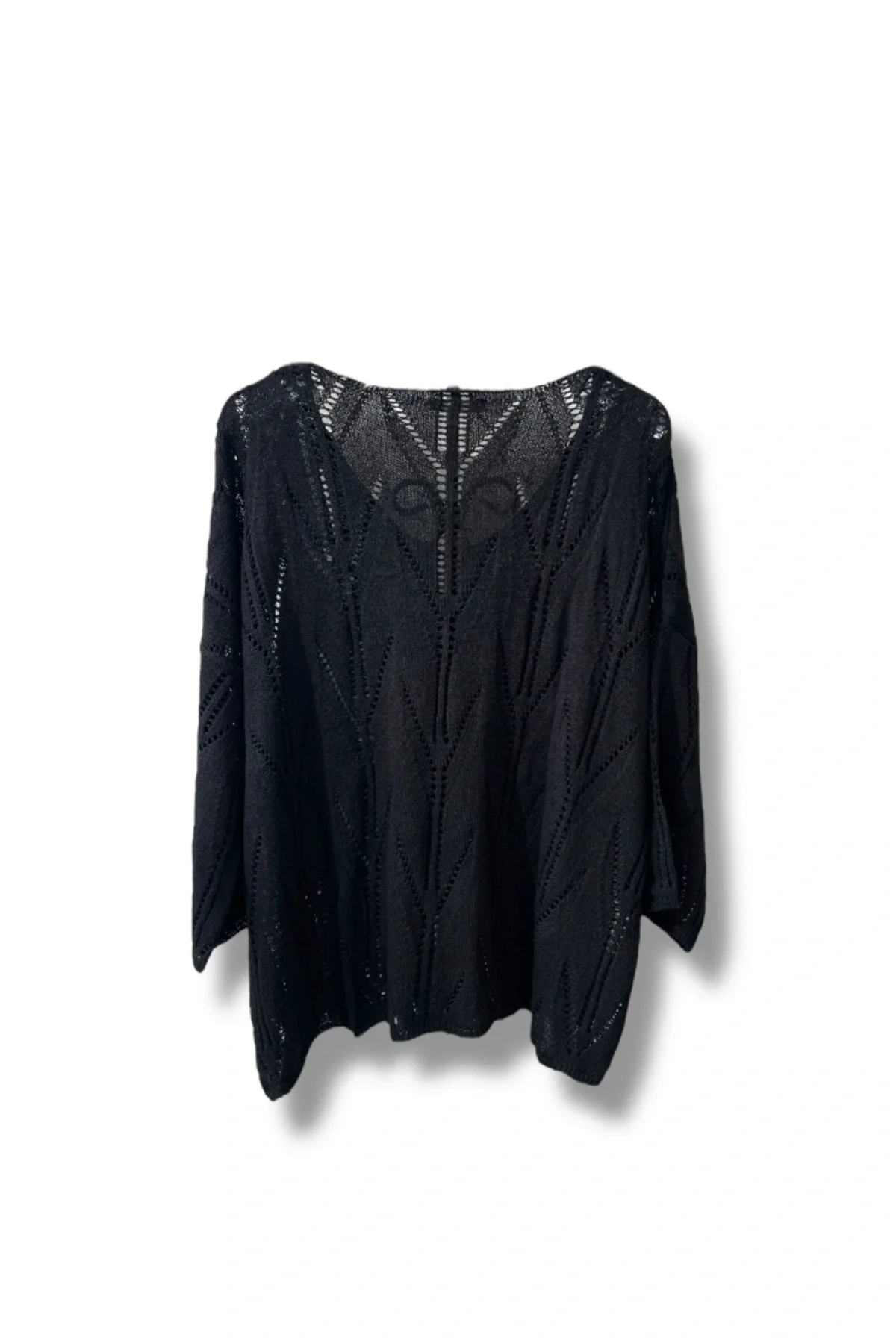 Oversize Ajurlu Merserize Triko Bluz Kadın V Yaka (38-52 Beden Uyumlu)