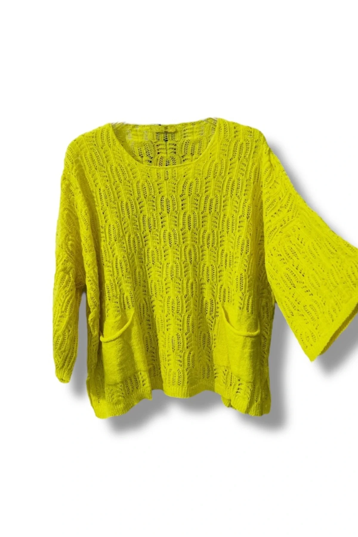 Kadın Merserize Delikli Triko Bluz Cepli Salaş Model 38-52 Beden uyumlu