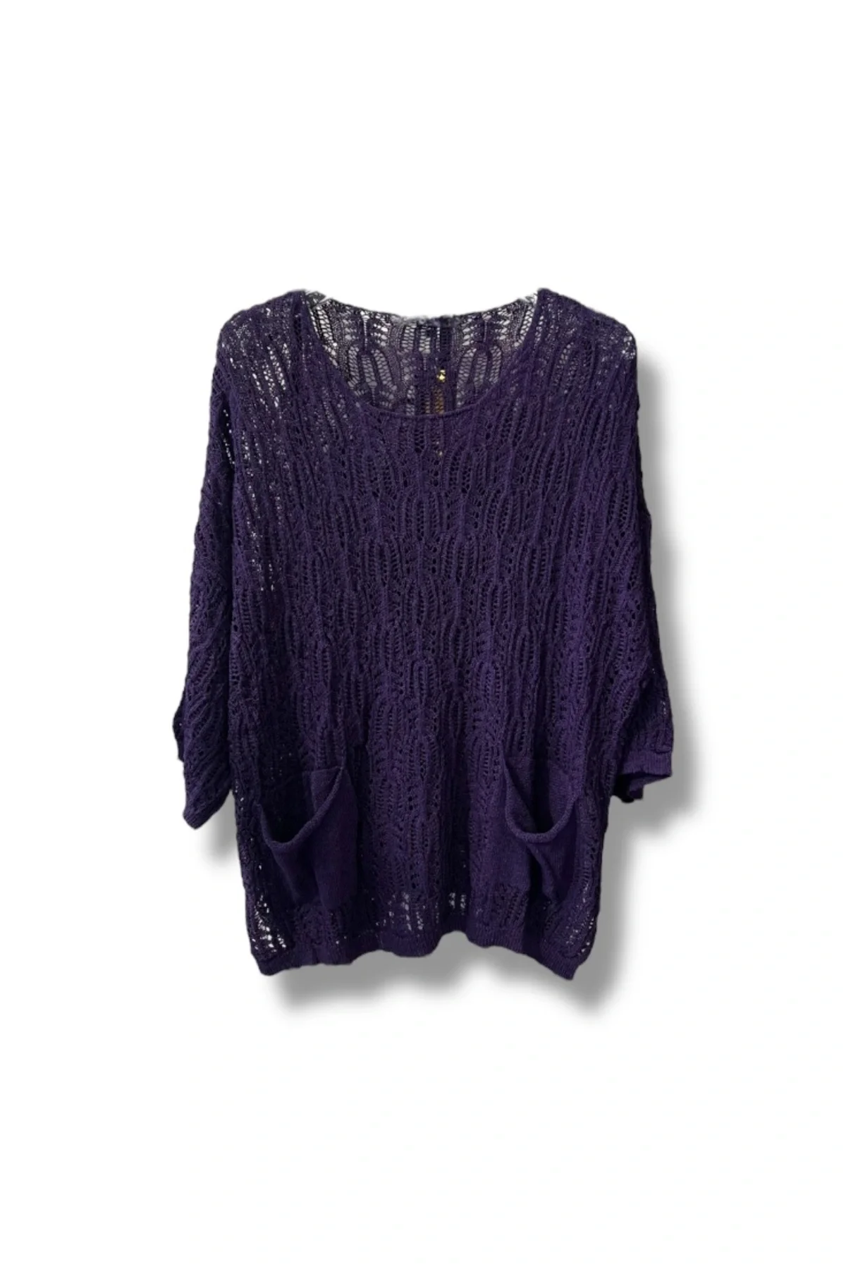 Kadın Merserize Delikli Triko Bluz Cepli Salaş Model 38-52 Beden uyumlu