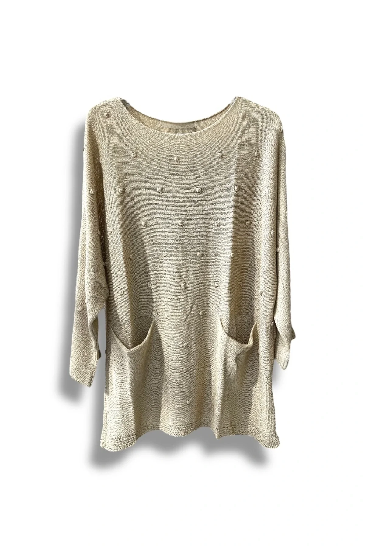 Merserize Triko Kadın Oversize Tunik - 38-52 Beden Uyumlu Standart Beden