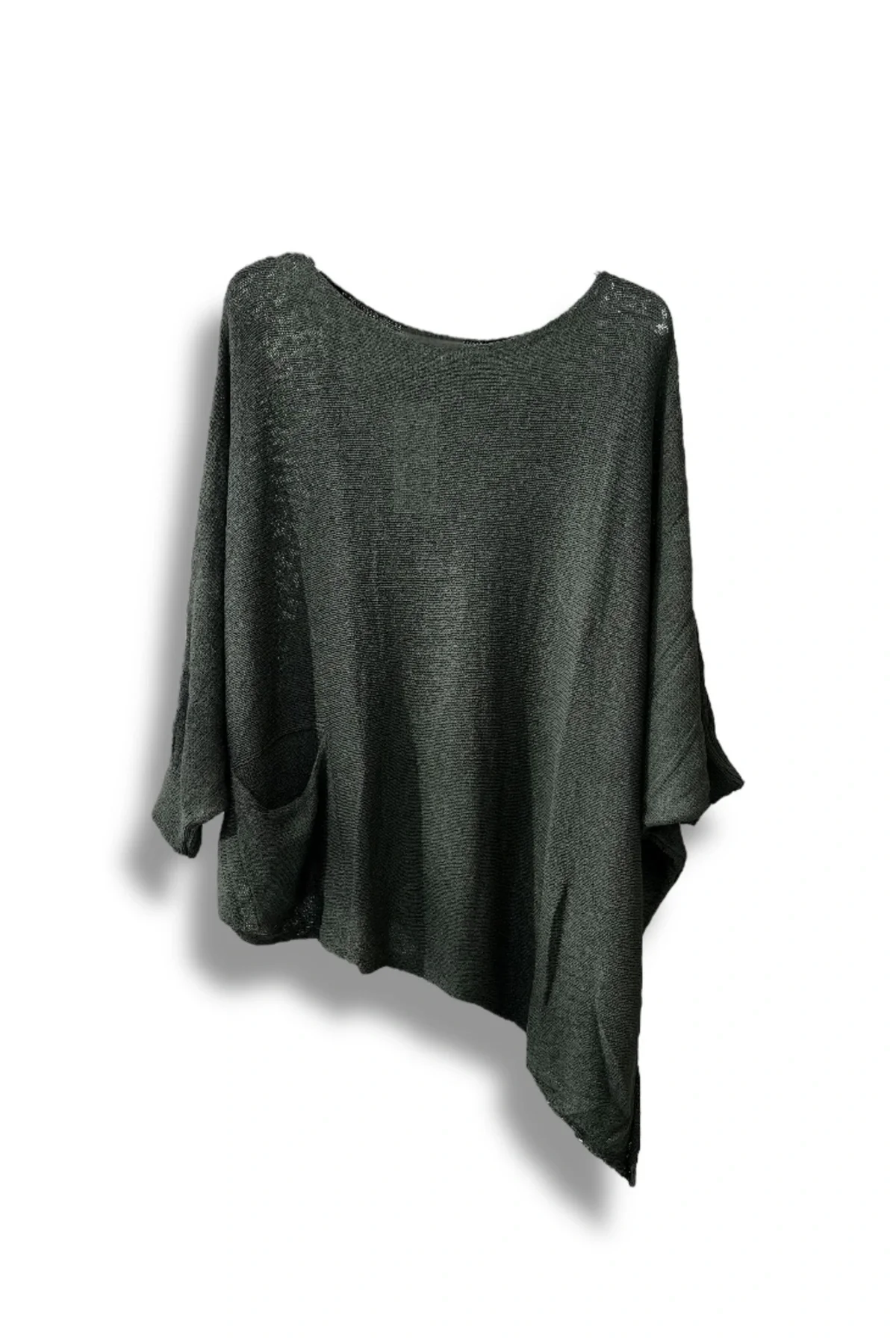 Oversize Cepli Merserize Bluz | 38-52 Beden Uyumlu Rahat Kalıp Triko