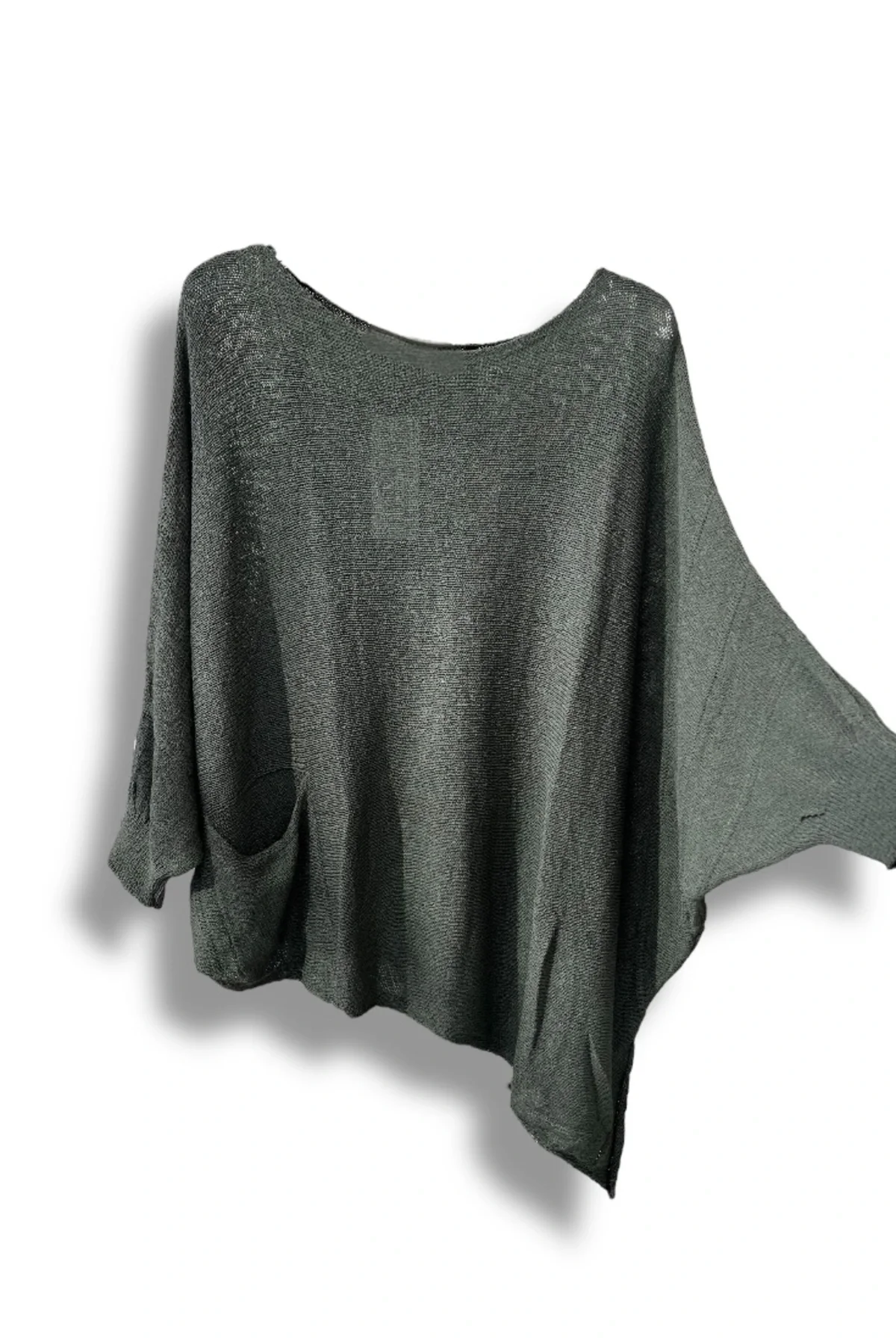 Oversize Cepli Merserize Bluz | 38-52 Beden Uyumlu Rahat Kalıp Triko