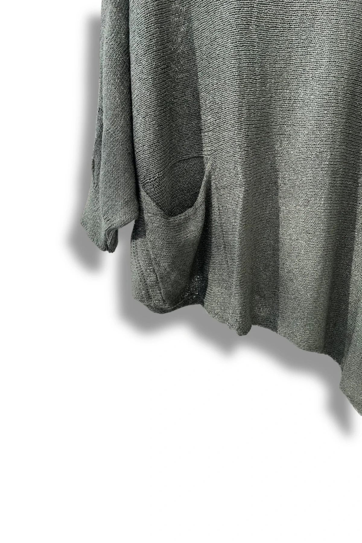 Oversize Cepli Merserize Bluz | 38-52 Beden Uyumlu Rahat Kalıp Triko