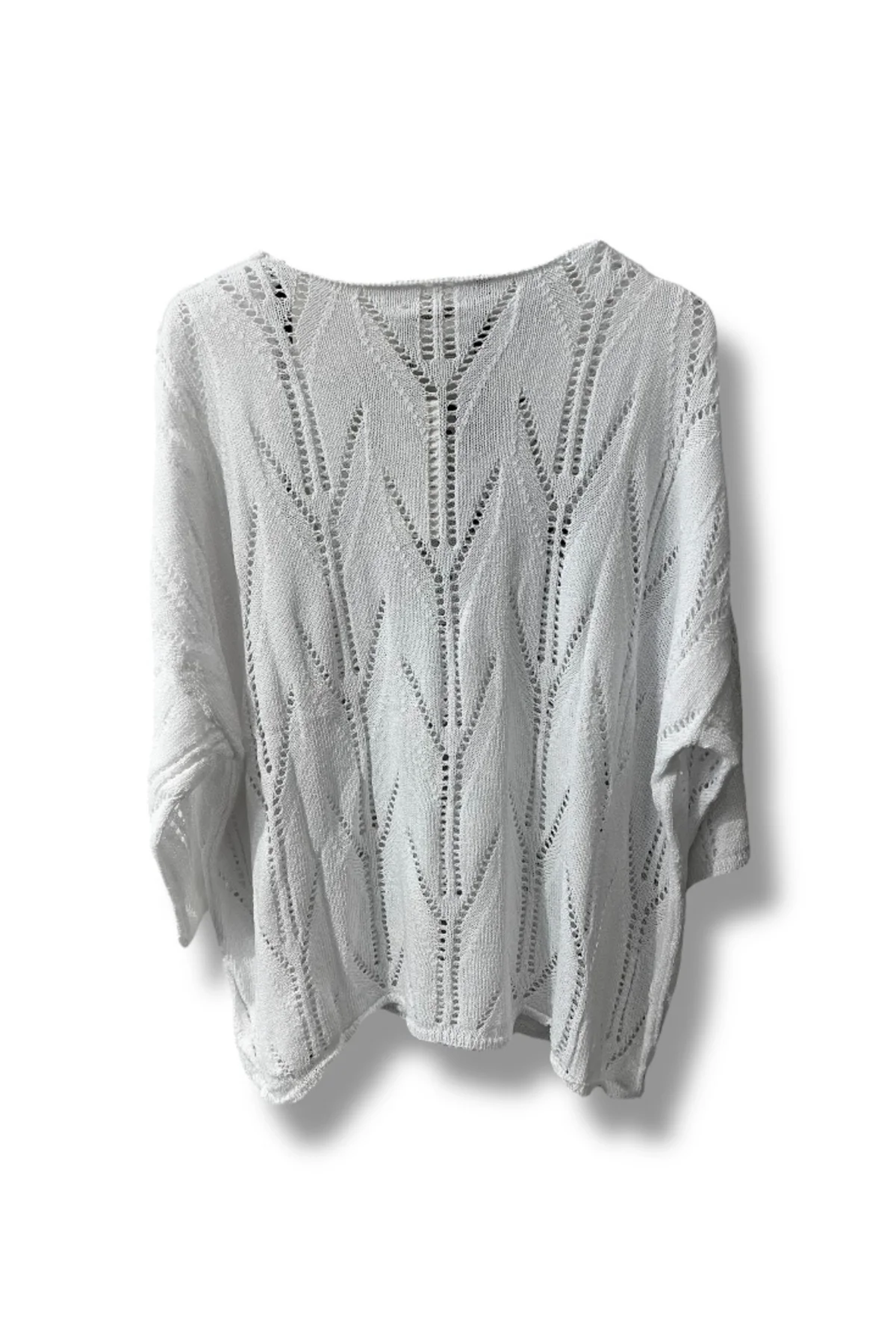 Oversize Ajurlu Merserize Triko Bluz Kadın V Yaka (38-52 Beden Uyumlu)