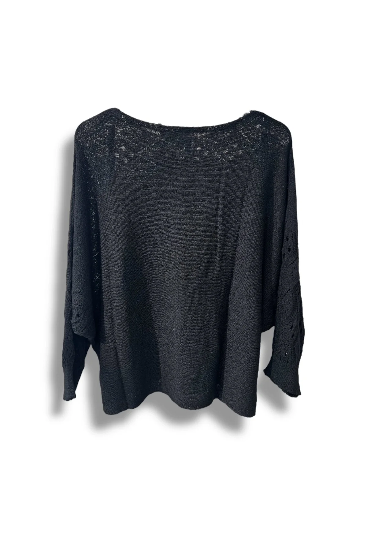 Oversize Merserize Triko Cepli ve Ajurlu Tasarım Bluz- 38-52 Beden Arası Uyumlu