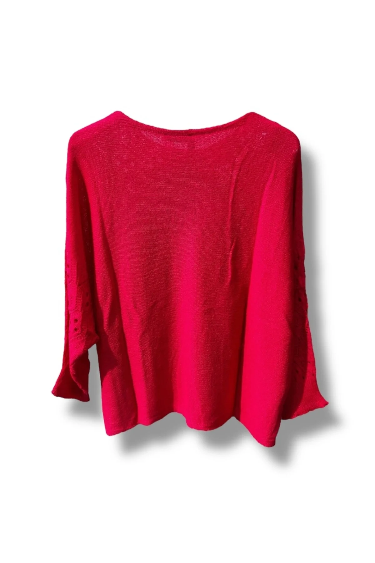 Oversize Merserize Triko Cepli ve Ajurlu Tasarım Bluz (38-52 uyumlu)