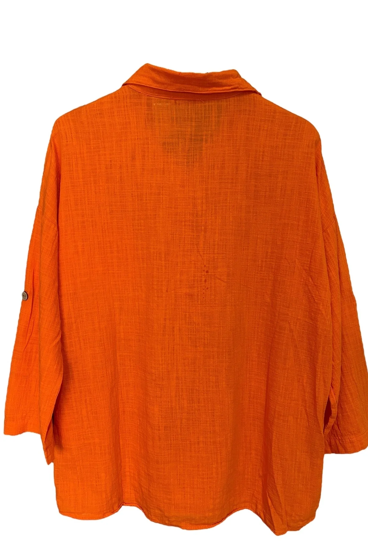 Kadın Mavi Payet Cepli Yıkamalı Gömlek yaka | %100 Organik Pamuk Rahat Kalıp Bluz