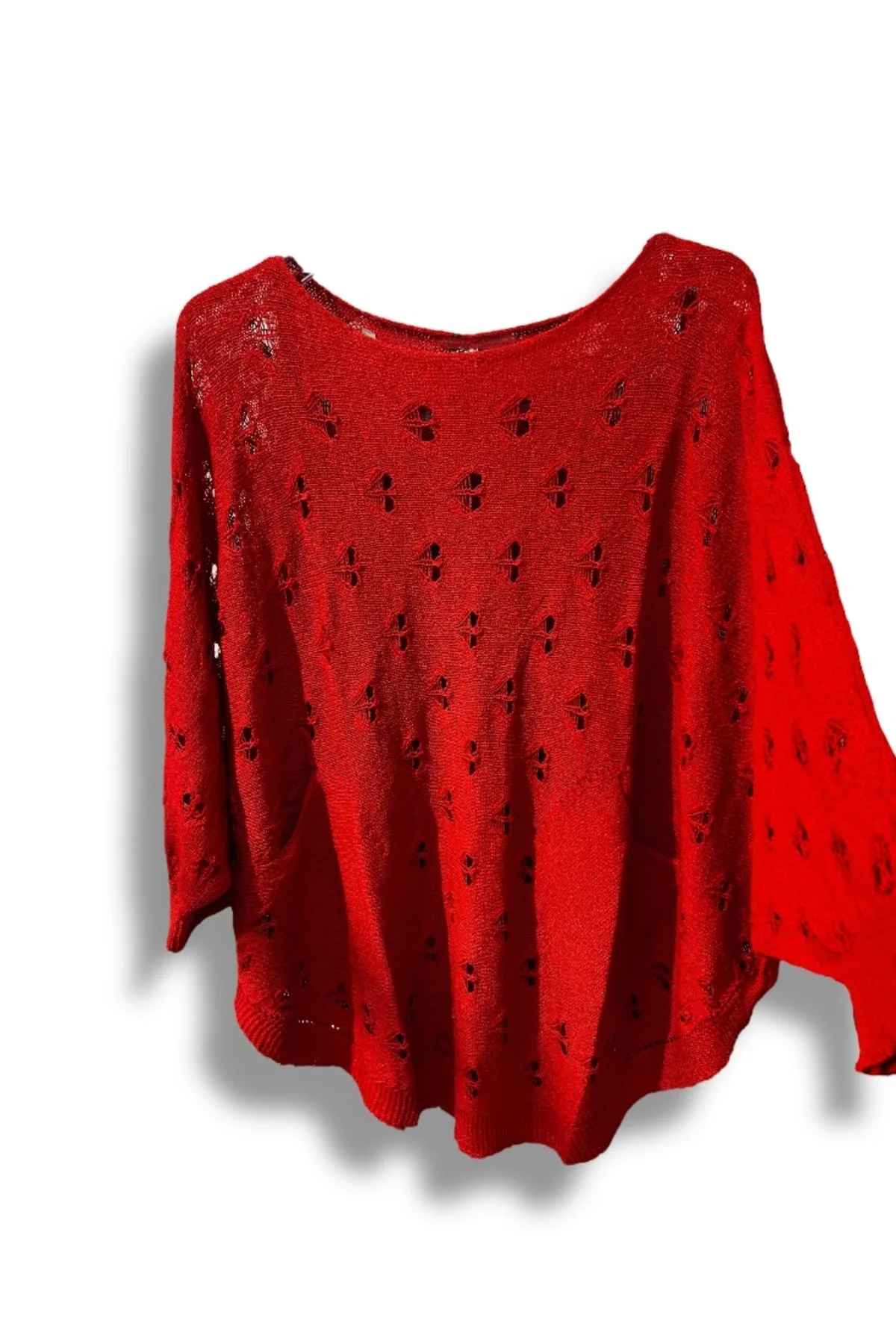 Oversize Merserize Triko Bluz - Delikli Desenli Kazak (38-52 Beden)