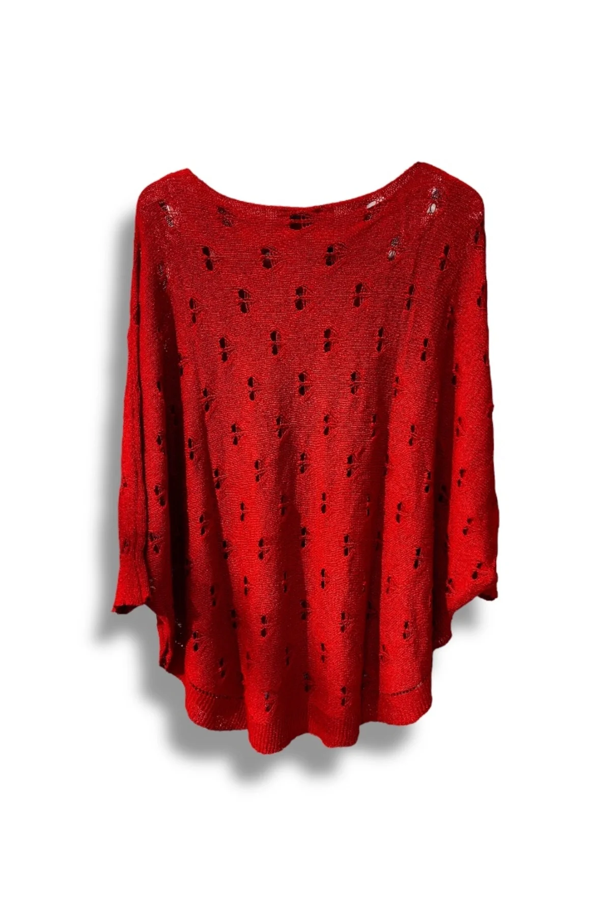 Oversize Merserize Triko Bluz - Delikli Desenli Kazak (38-52 Beden)