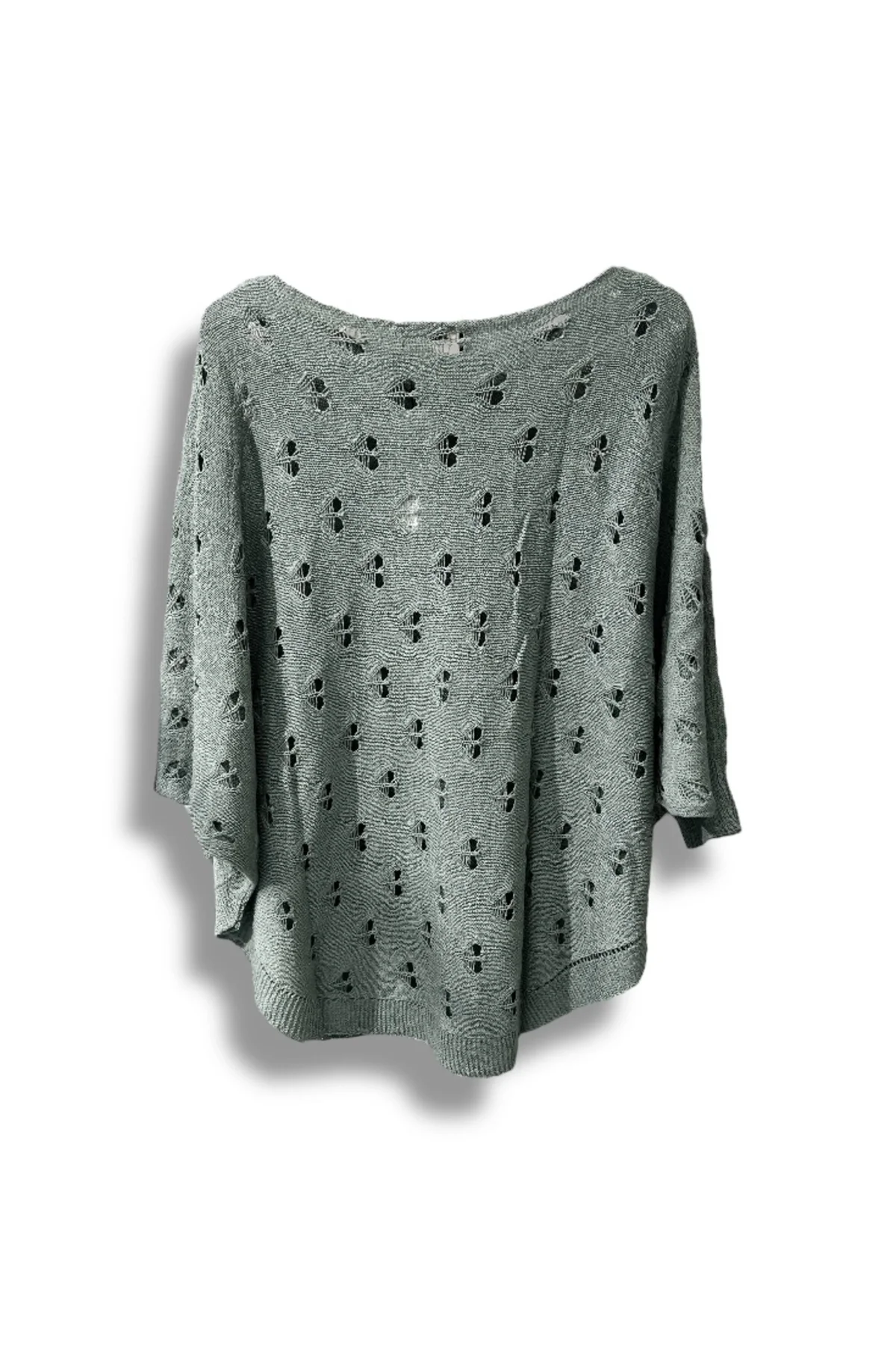 Oversize Merserize Triko Bluz - Delikli Desenli Kazak (38-52 Beden)