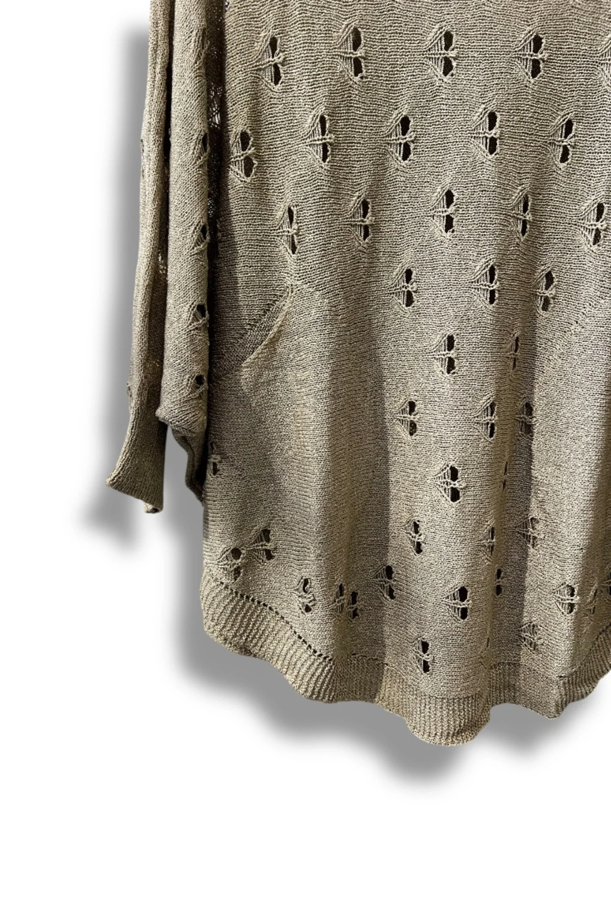 Oversize Merserize Triko Bluz - Delikli Desenli Kazak (38-52 Beden)