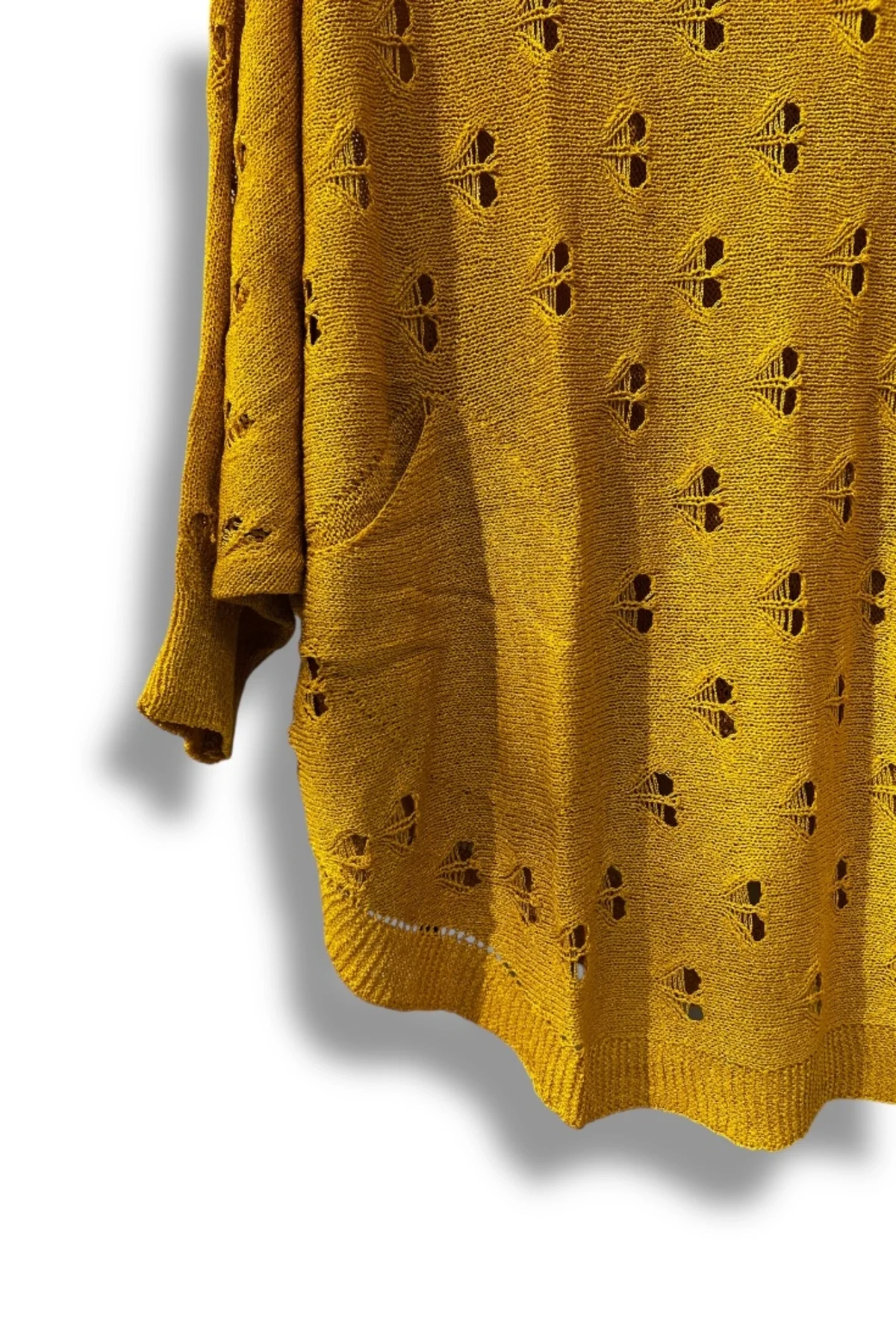 Oversize Merserize Triko Bluz - Delikli Desenli Kazak (38-52 Beden)