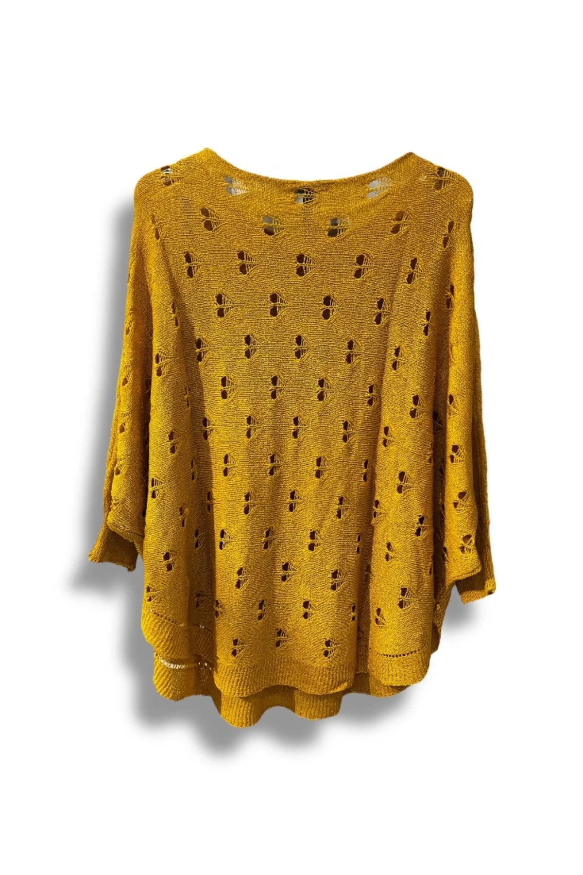 Oversize Merserize Triko Bluz - Delikli Desenli Kazak (38-52 Beden)