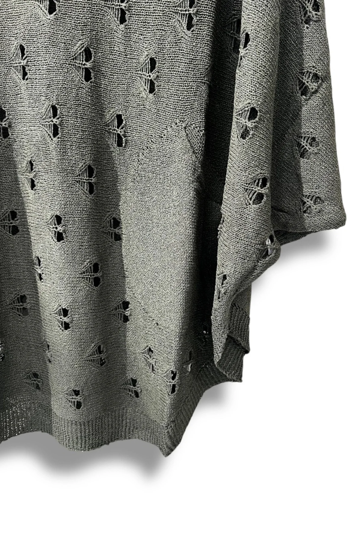 Oversize Merserize Triko Bluz - Delikli Desenli Kazak (38-52 Beden)