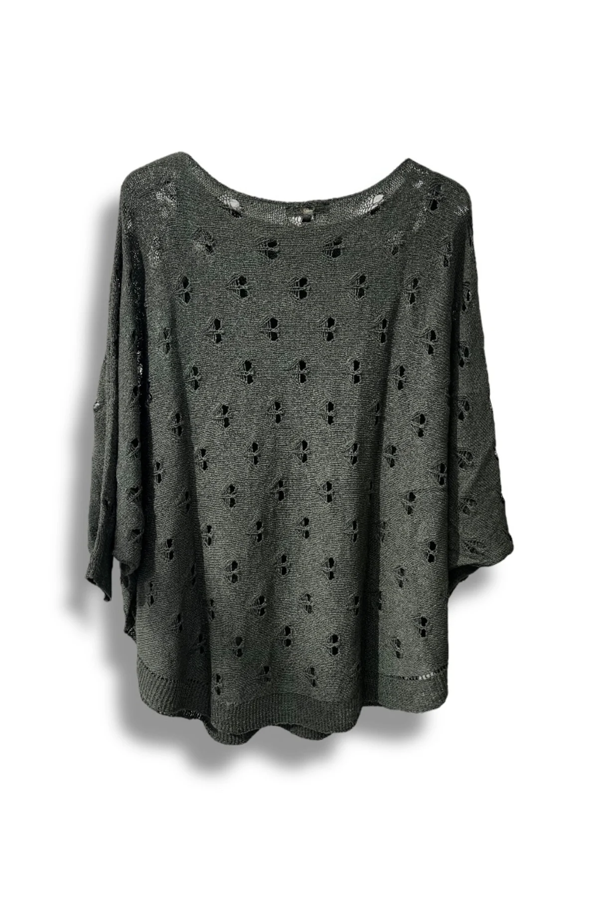 Oversize Merserize Triko Bluz - Delikli Desenli Kazak (38-52 Beden)