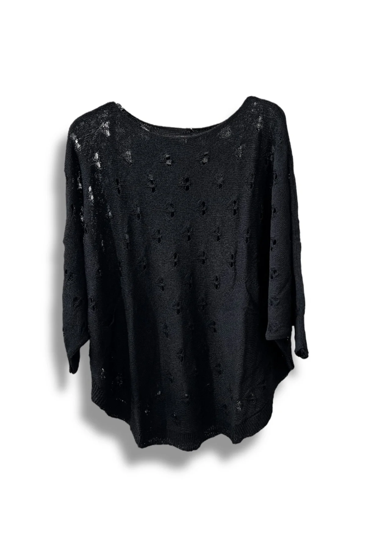 Oversize Merserize Triko Bluz - Delikli Desenli Kazak (38-52 Beden)