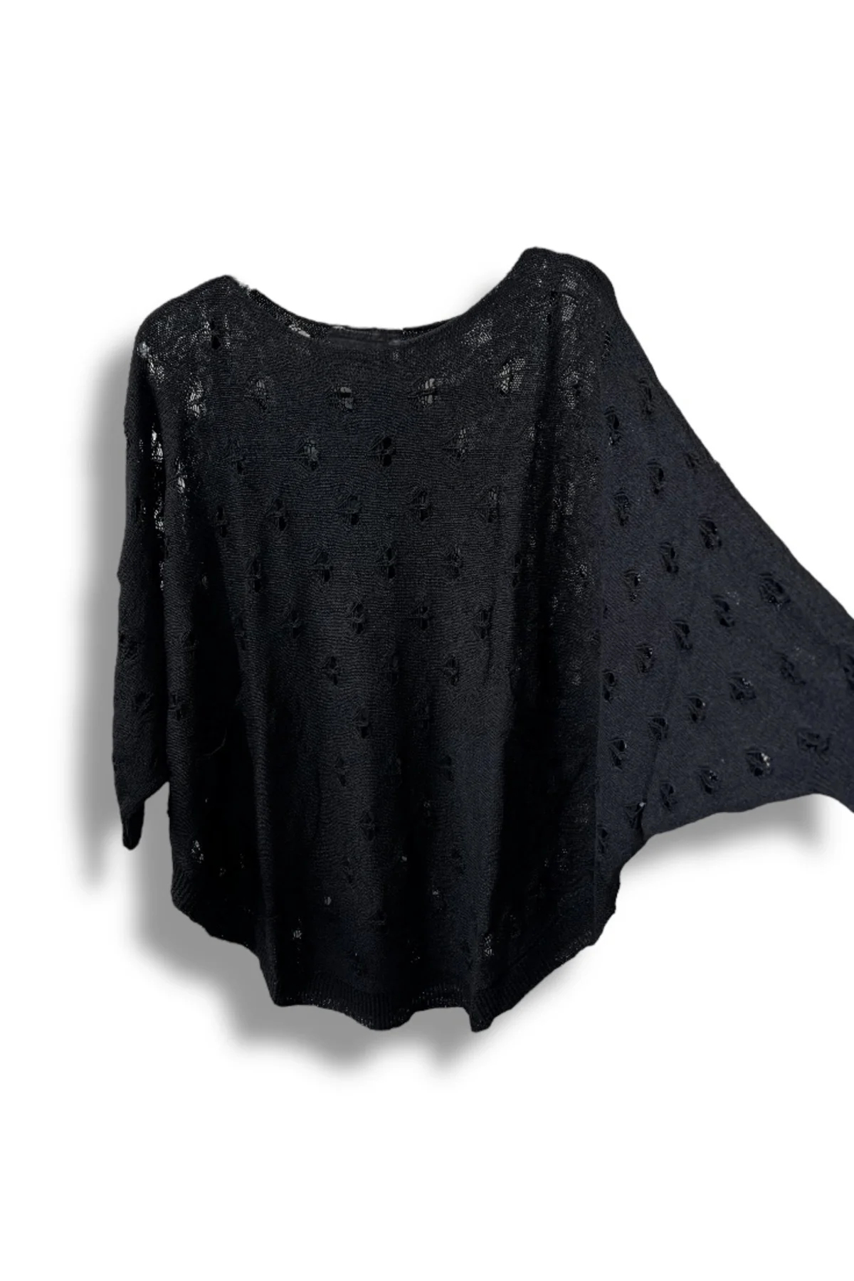 Oversize Merserize Triko Bluz - Delikli Desenli Kazak (38-52 Beden)