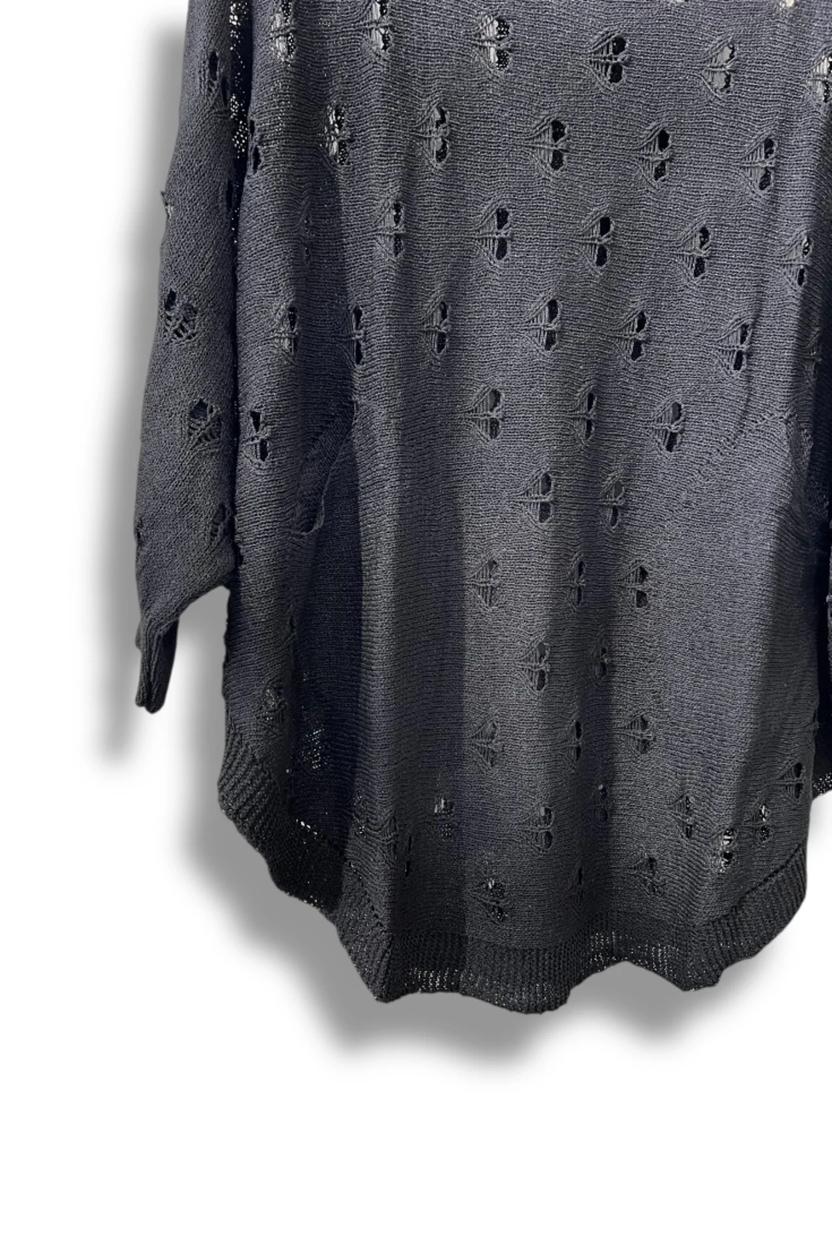 Oversize Merserize Triko Bluz - Delikli Desenli Kazak (38-52 Beden)