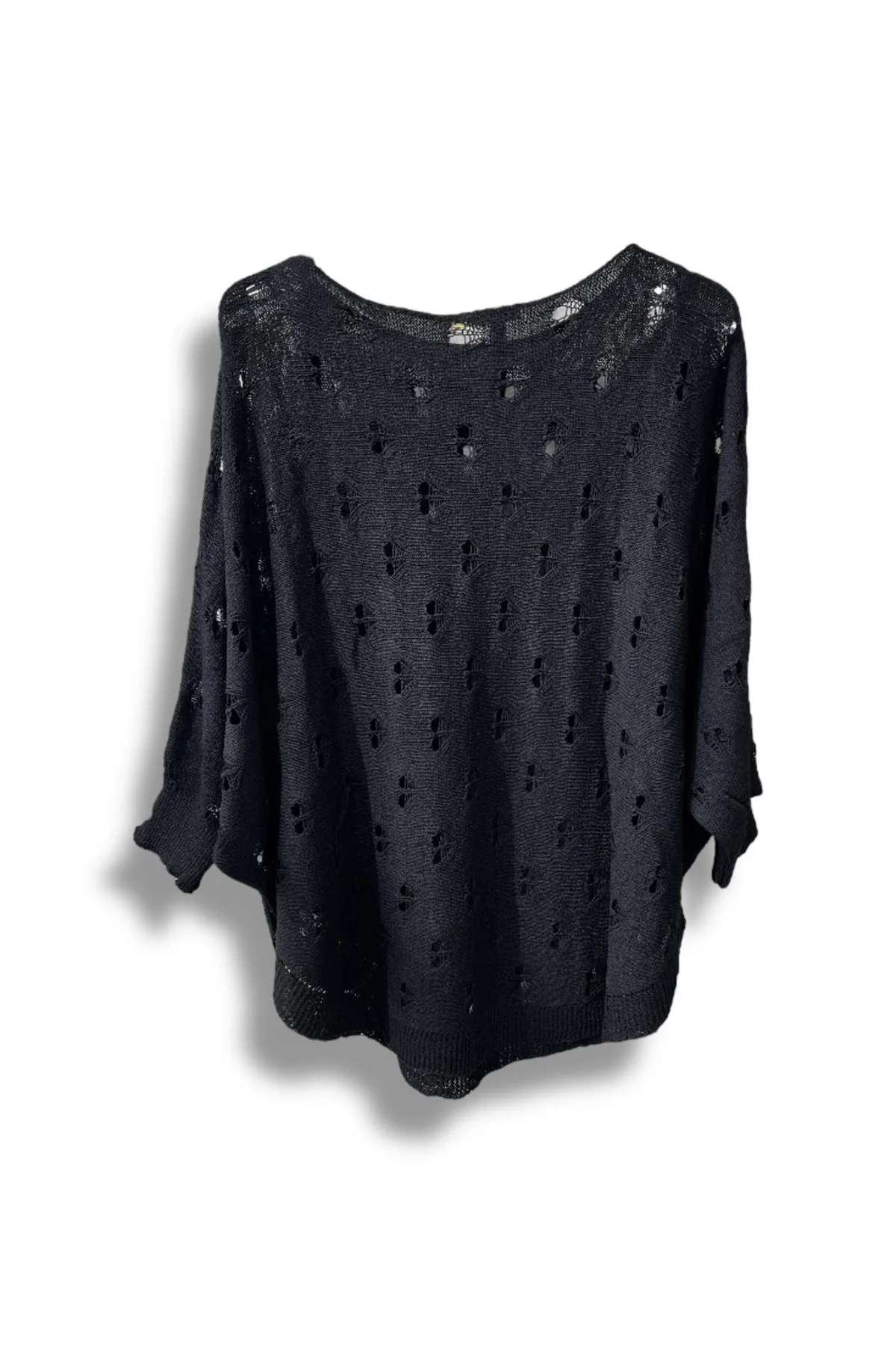 Oversize Merserize Triko Bluz - Delikli Desenli Kazak (38-52 Beden)