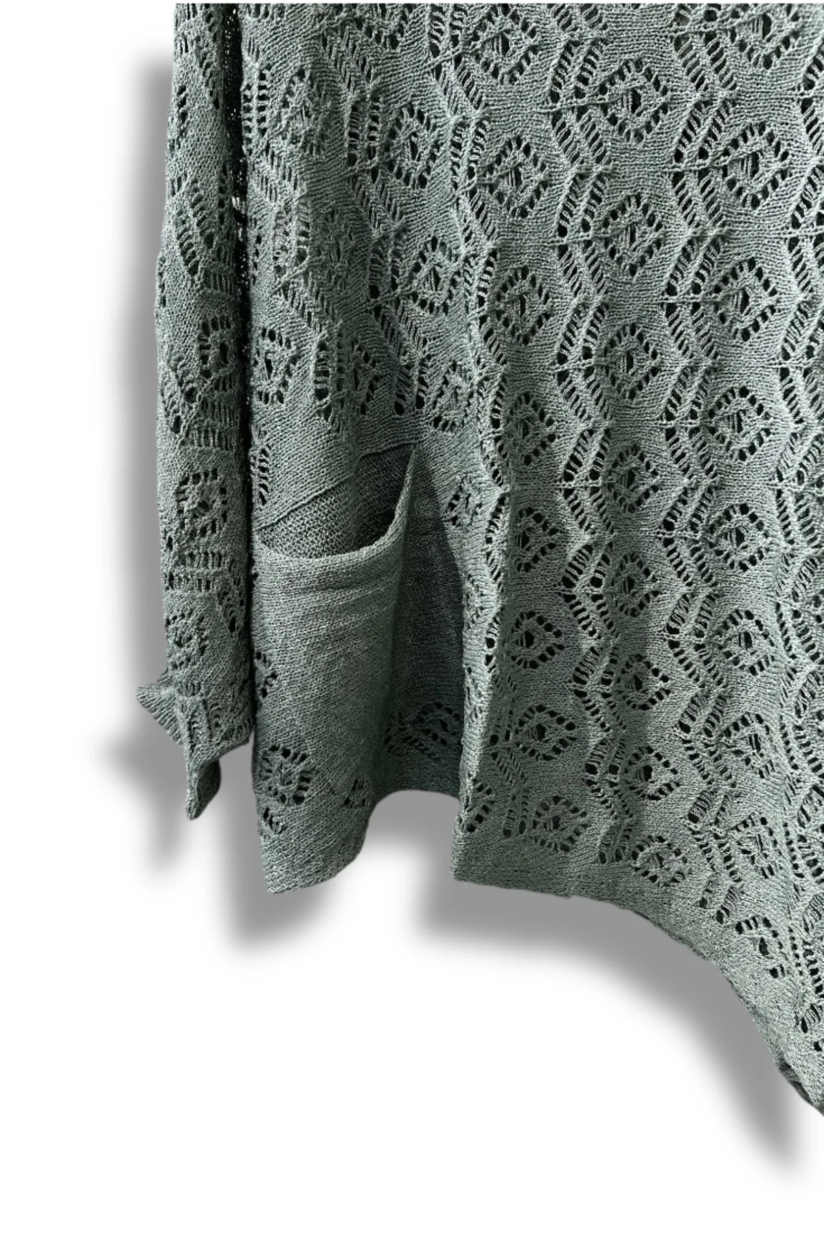 Kadın Merserize Ajurlu Asimetrik Triko Bluz – Standart Beden (38-48 Uyumlu)