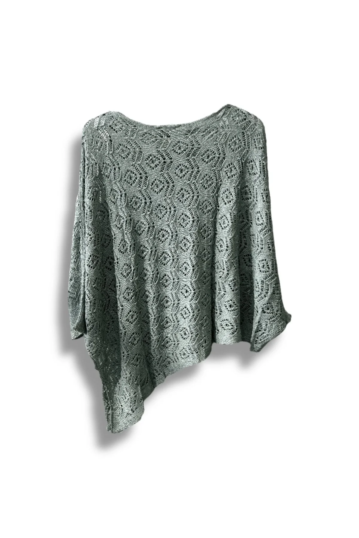 Kadın Merserize Ajurlu Asimetrik Triko Bluz – Standart Beden (38-48 Uyumlu)