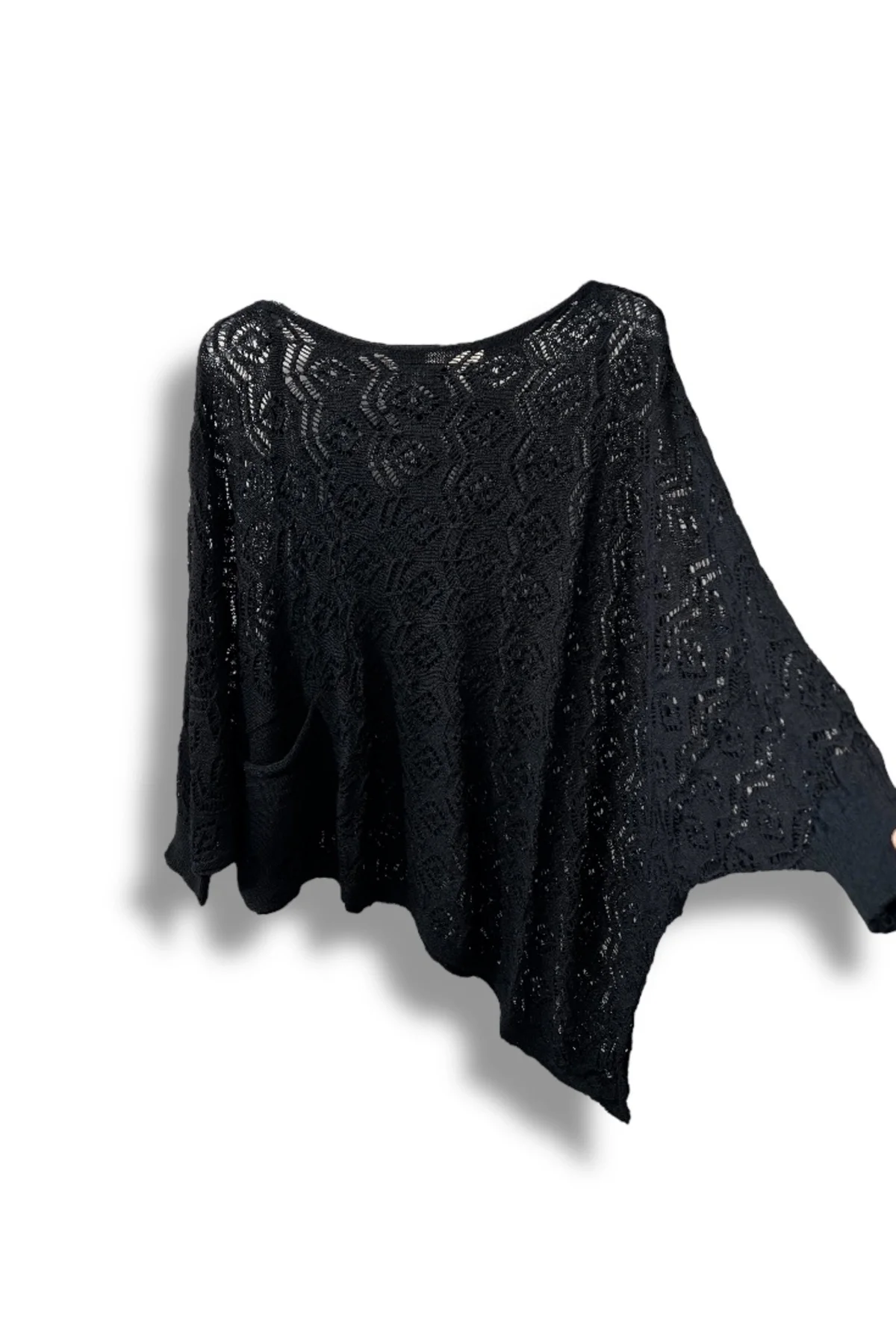 Kadın Merserize Ajurlu Asimetrik Triko Bluz – Standart Beden (38-48 Uyumlu)