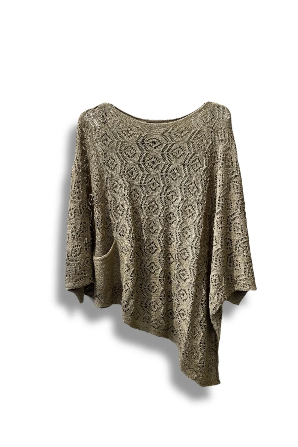 Kadın Merserize Ajurlu Asimetrik Triko Bluz – Standart Beden (38-48 Uyumlu)