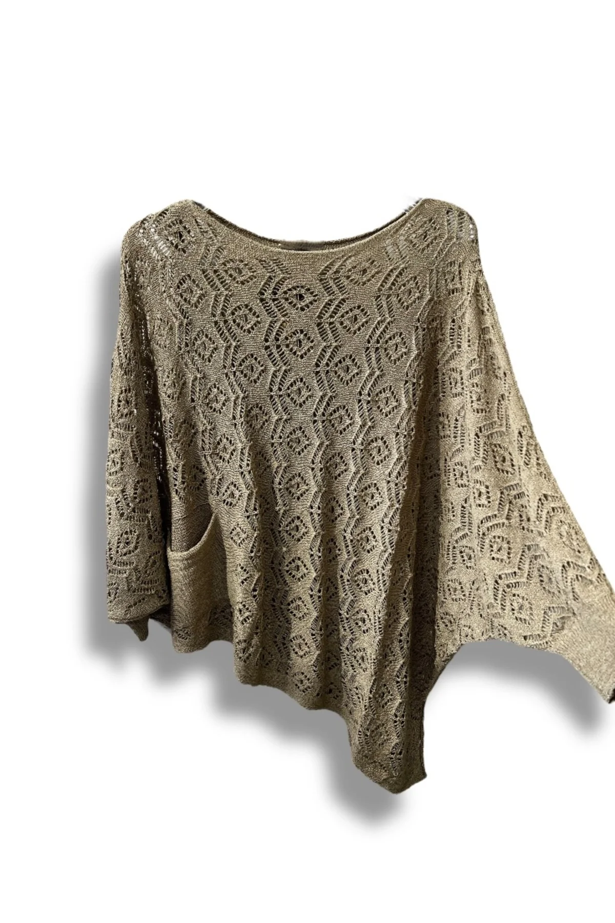 Kadın Merserize Ajurlu Asimetrik Triko Bluz – Standart Beden (38-48 Uyumlu)