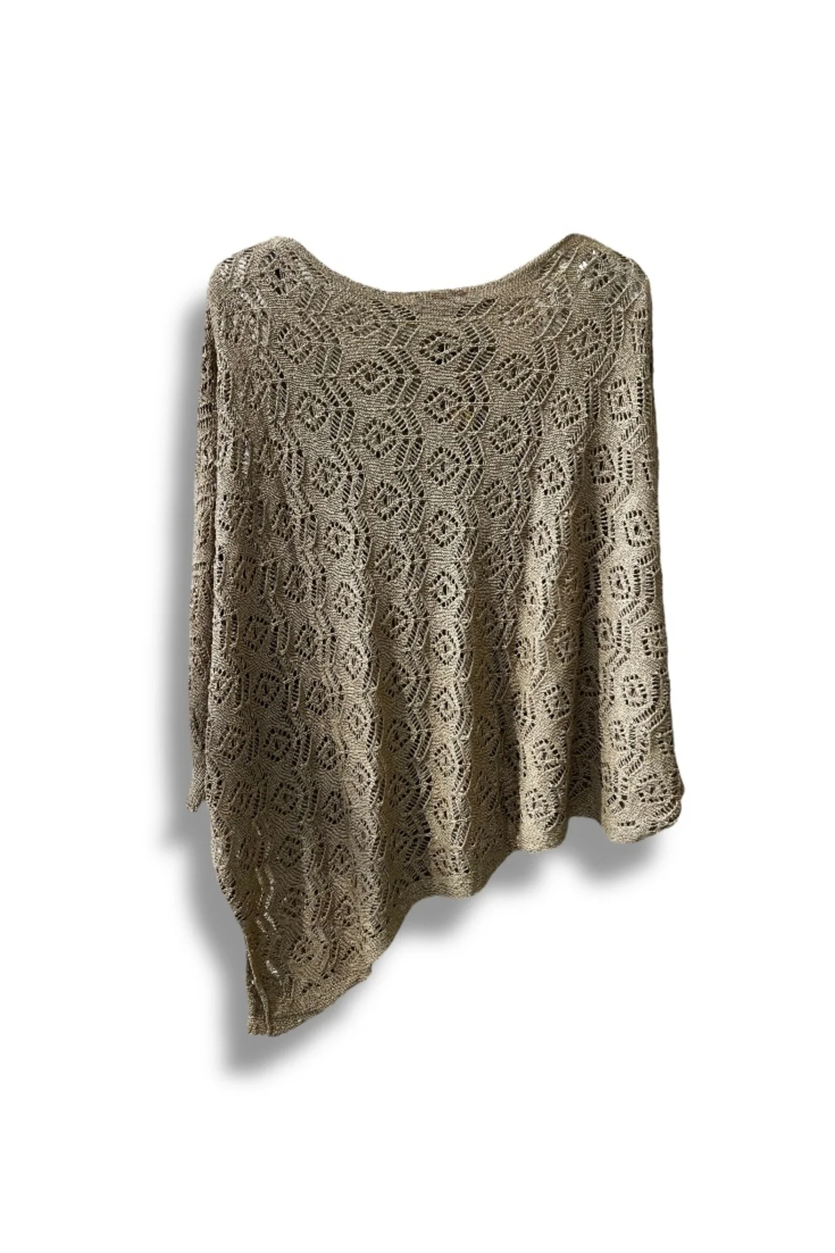 Kadın Merserize Ajurlu Asimetrik Triko Bluz – Standart Beden (38-48 Uyumlu)