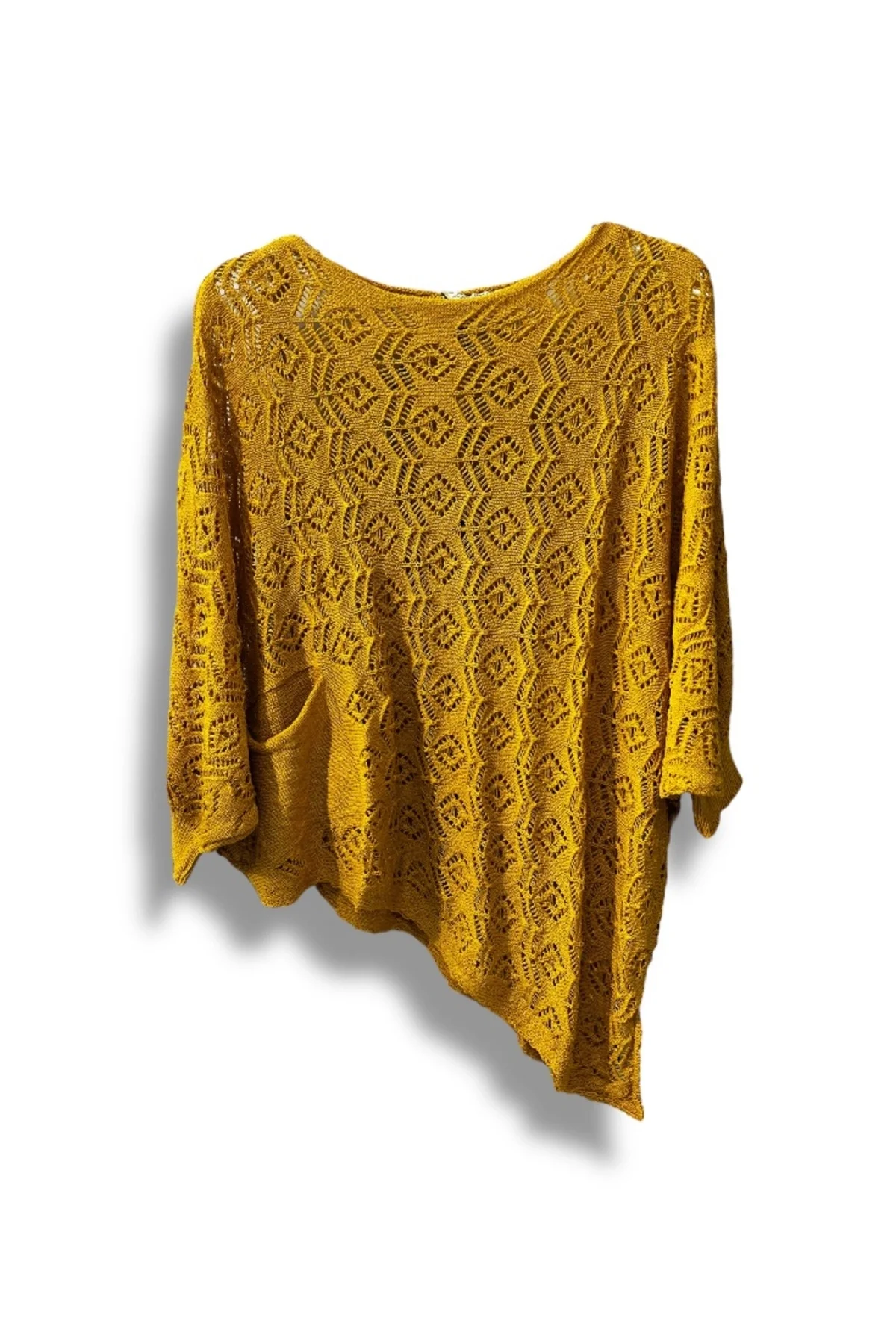 Kadın Merserize Ajurlu Asimetrik Triko Bluz – Standart Beden (38-48 Uyumlu)