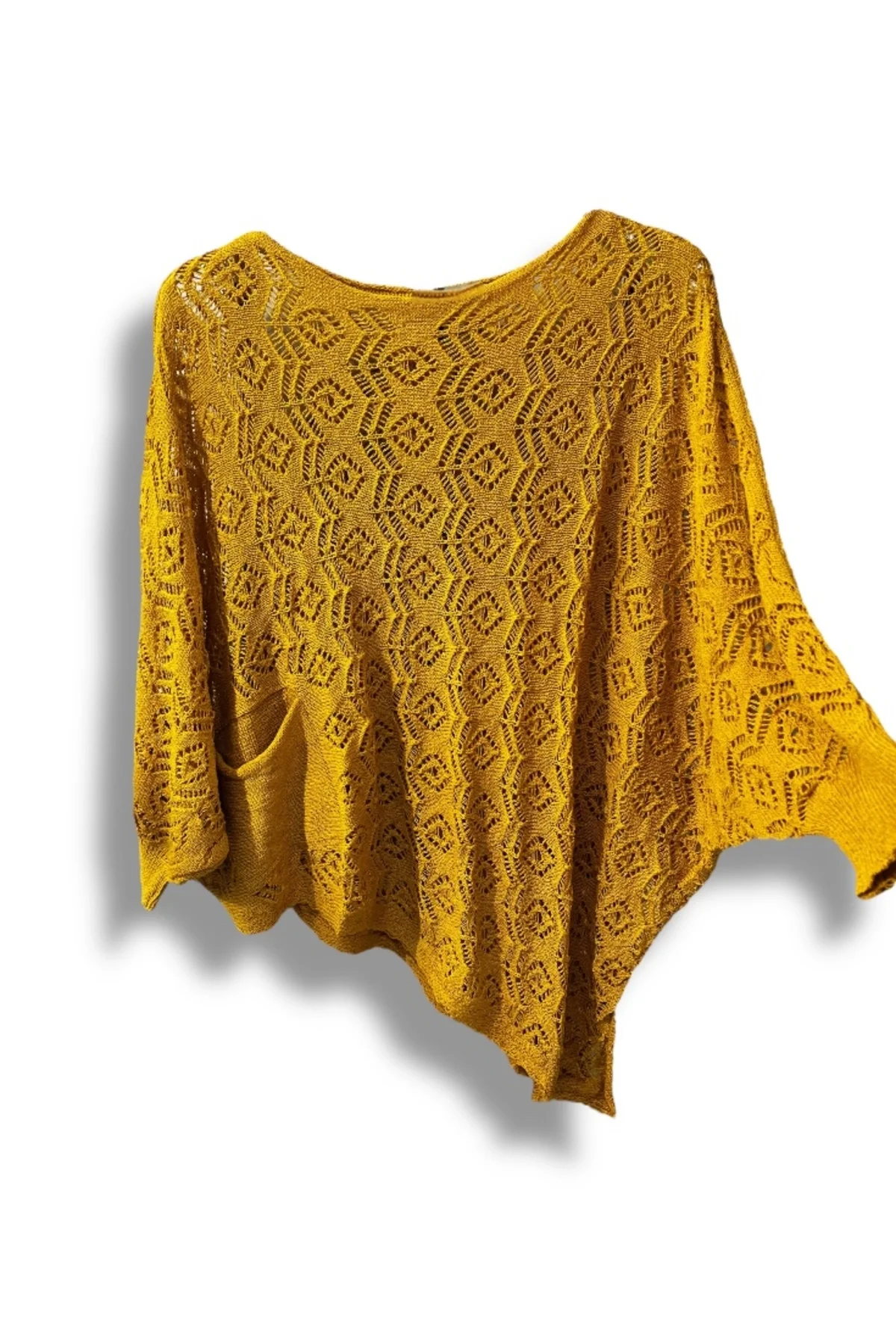 Kadın Merserize Ajurlu Asimetrik Triko Bluz – Standart Beden (38-48 Uyumlu)