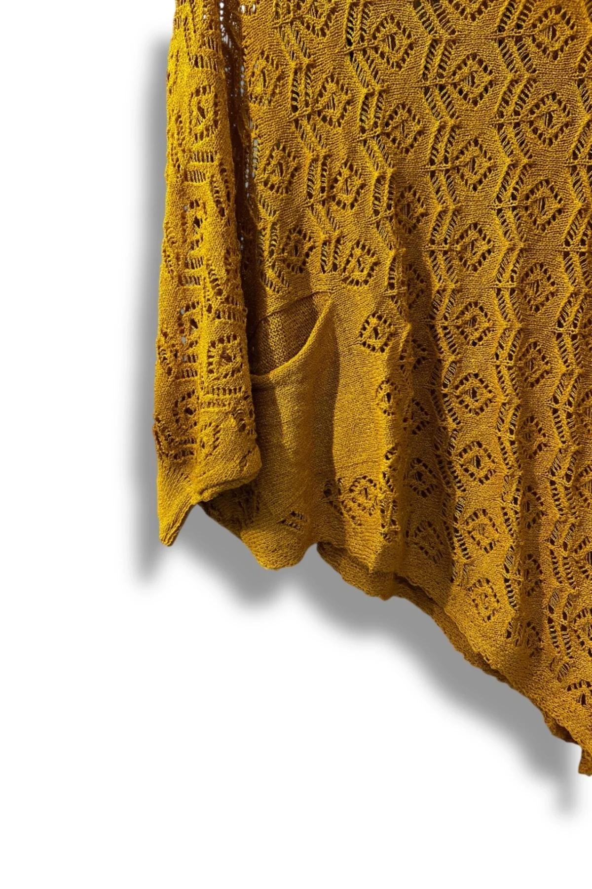 Kadın Merserize Ajurlu Asimetrik Triko Bluz – Standart Beden (38-48 Uyumlu)