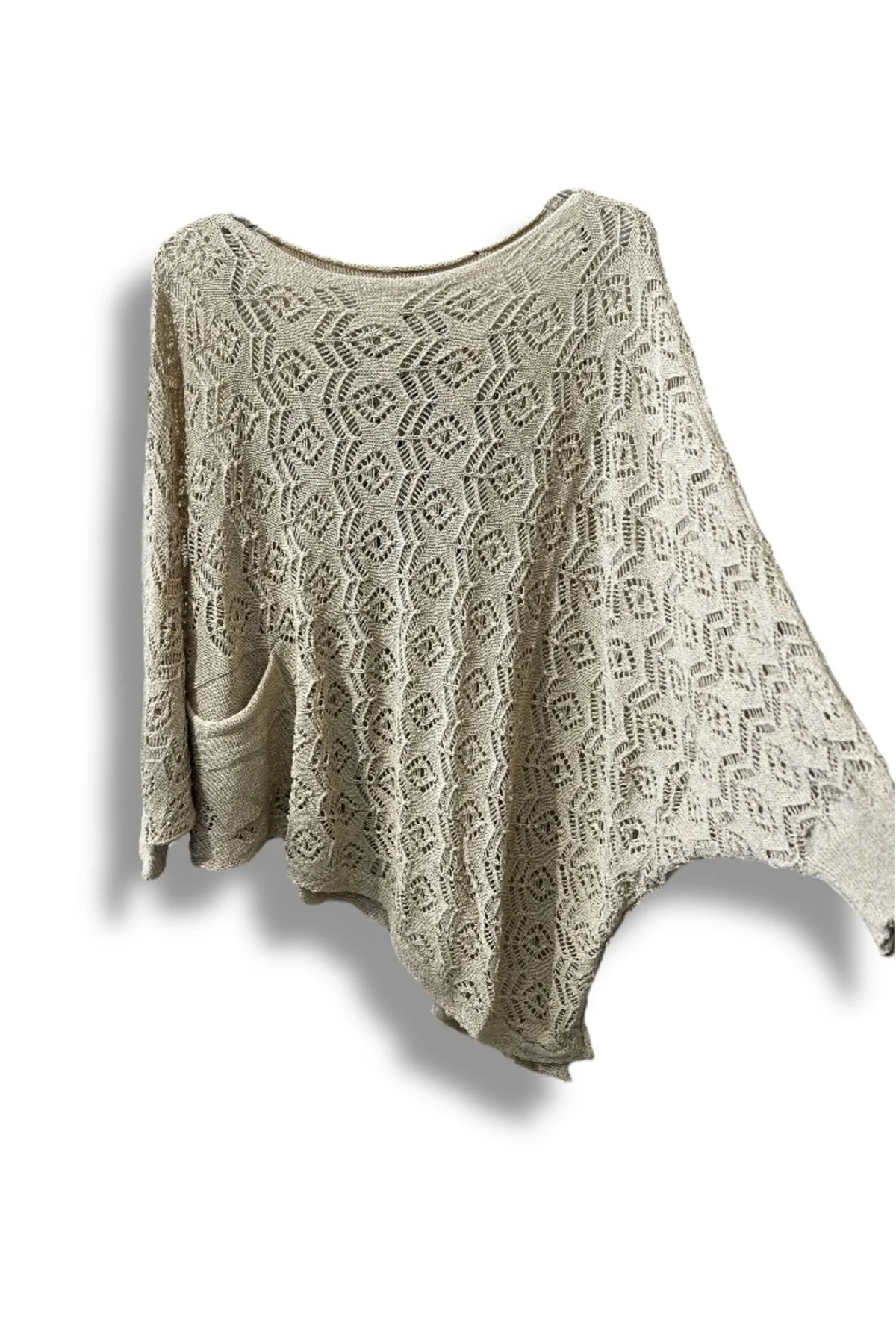 Kadın Merserize Ajurlu Asimetrik Triko Bluz – Standart Beden (38-48 Uyumlu)