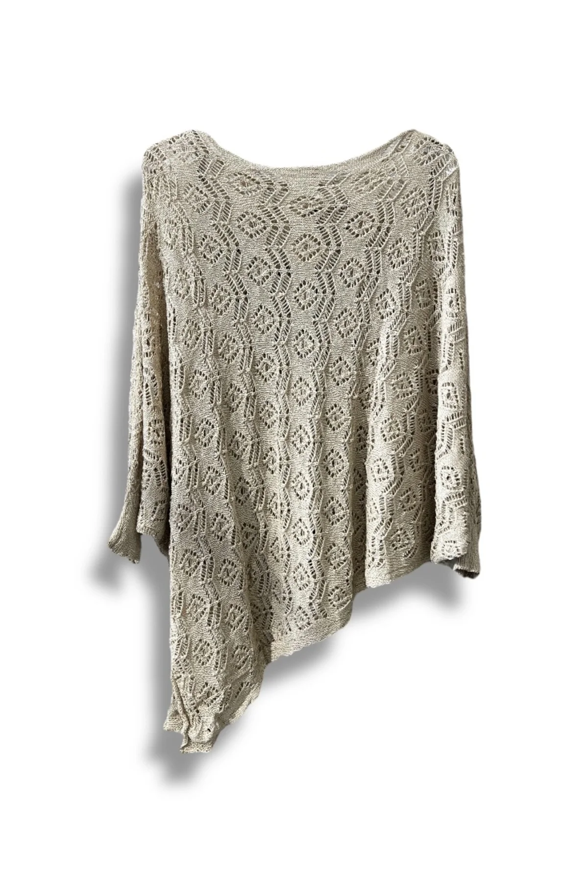 Kadın Merserize Ajurlu Asimetrik Triko Bluz – Standart Beden (38-48 Uyumlu)