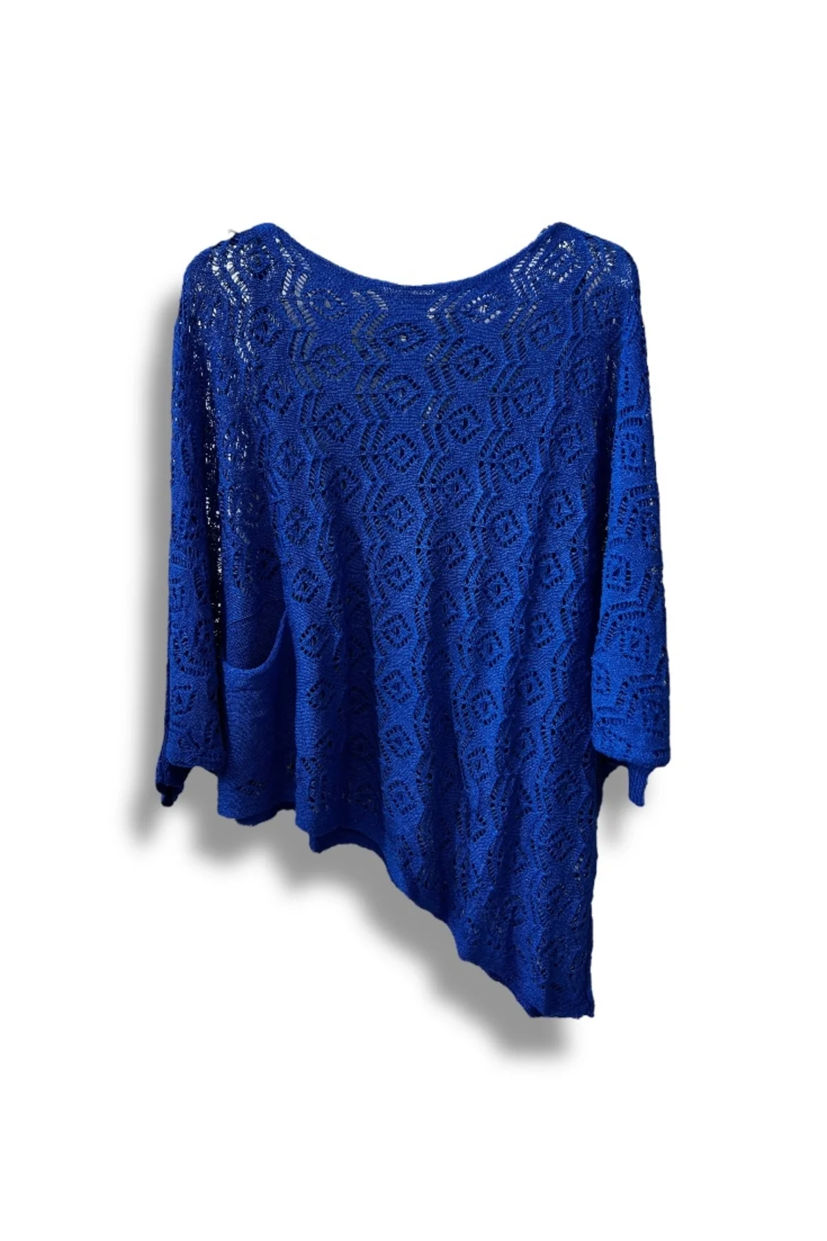 Kadın Merserize Ajurlu Asimetrik Triko Bluz – Standart Beden (38-48 Uyumlu)