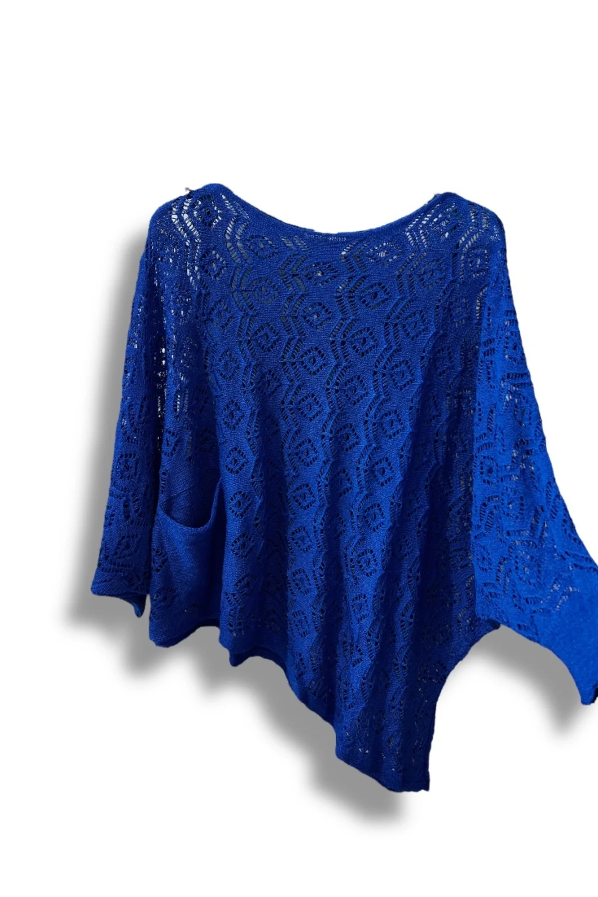 Kadın Merserize Ajurlu Asimetrik Triko Bluz – Standart Beden (38-48 Uyumlu)