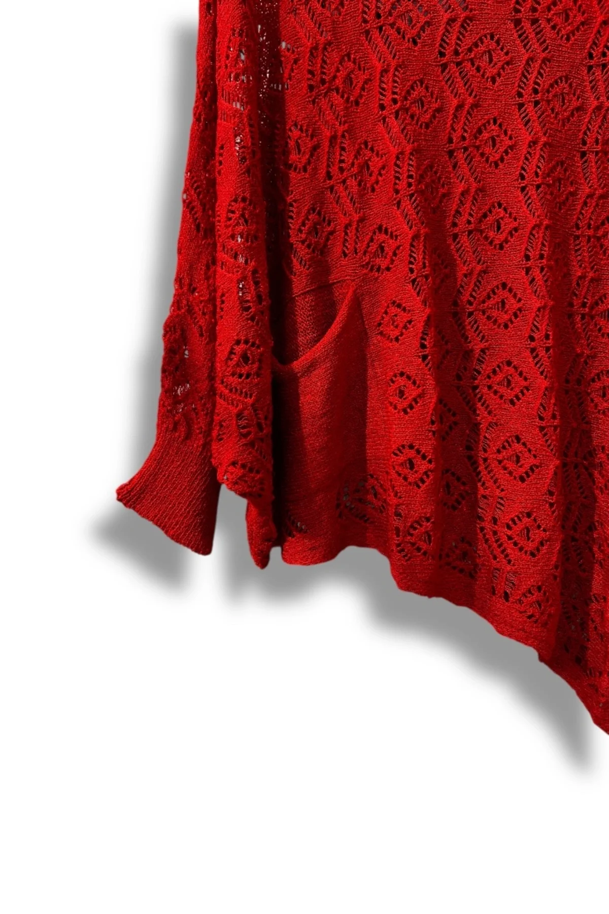 Kadın Merserize Ajurlu Asimetrik Triko Bluz – Standart Beden (38-48 Uyumlu)