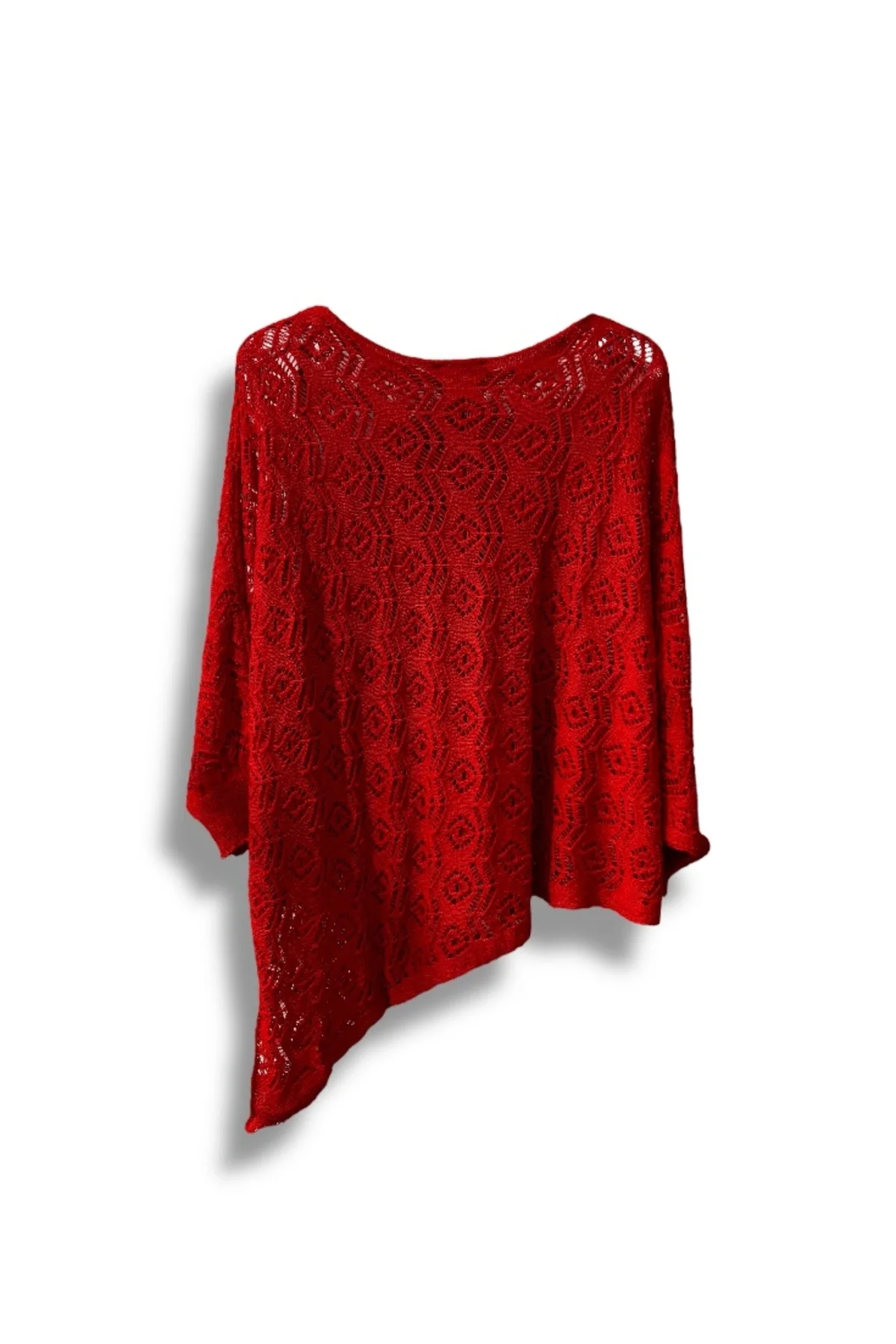 Kadın Merserize Ajurlu Asimetrik Triko Bluz – Standart Beden (38-48 Uyumlu)