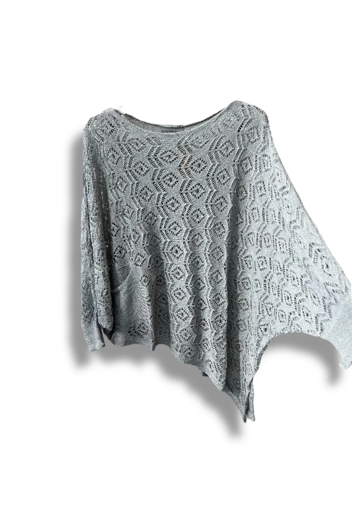 Kadın Merserize Ajurlu Asimetrik Triko Bluz – Standart Beden (38-48 Uyumlu)