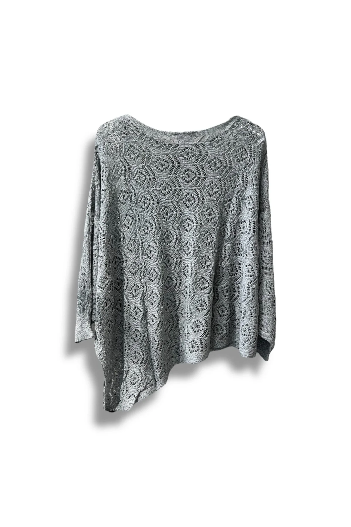 Kadın Merserize Ajurlu Asimetrik Triko Bluz – Standart Beden (38-48 Uyumlu)